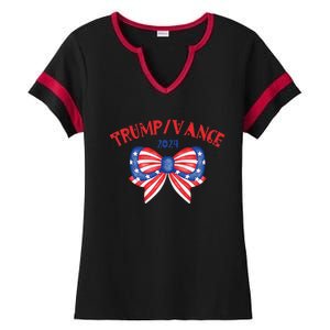 Coquette President Donald Trump & Jd Vance 2024 Usa Ladies Halftime Notch Neck Tee