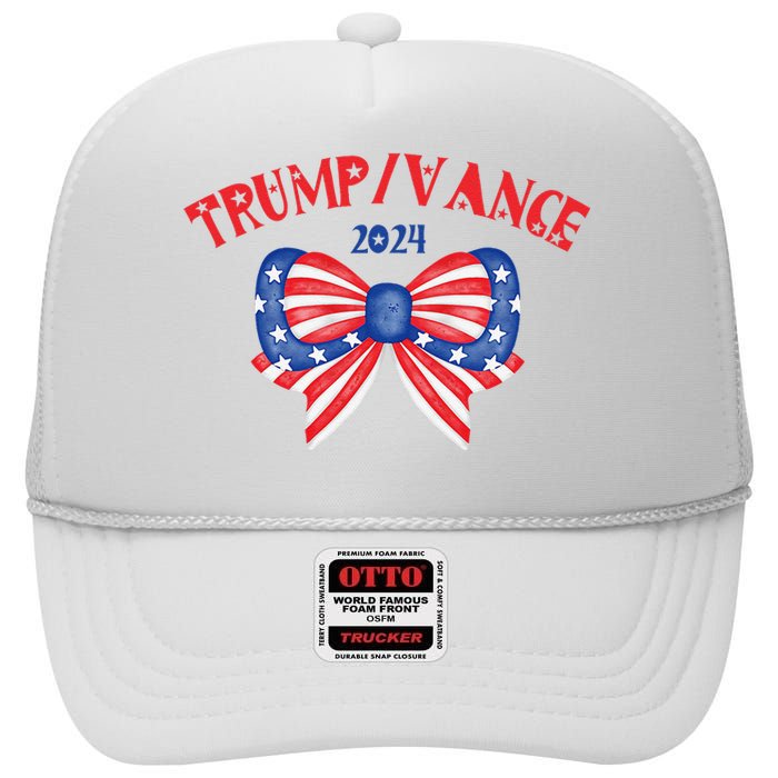 Coquette President Donald Trump & Jd Vance 2024 Usa High Crown Mesh Back Trucker Hat