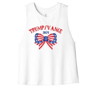 Coquette President Donald Trump & Jd Vance 2024 Usa Women's Racerback Cropped Tank