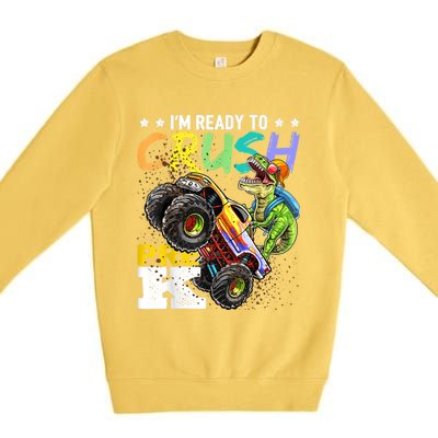 Crush PreK Dinosaur Monster Truck Back To School Boy Gifts Premium Crewneck Sweatshirt