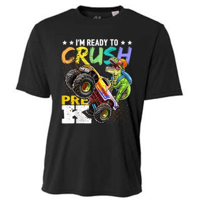 Crush PreK Dinosaur Monster Truck Back To School Boy Gifts Cooling Performance Crew T-Shirt