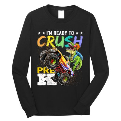 Crush PreK Dinosaur Monster Truck Back To School Boy Gifts Long Sleeve Shirt