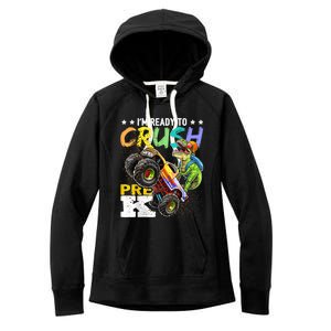 Crush PreK Dinosaur Monster Truck Back To School Boy Gifts Women's Fleece Hoodie