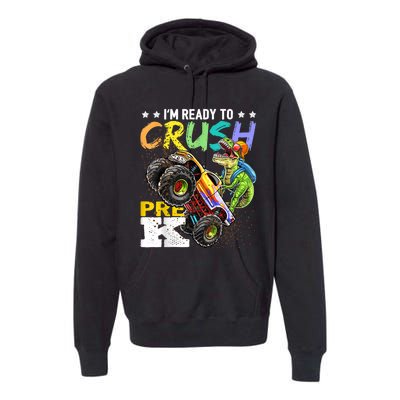 Crush PreK Dinosaur Monster Truck Back To School Boy Gifts Premium Hoodie