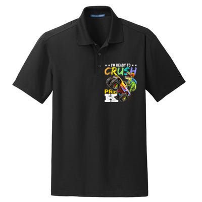 Crush PreK Dinosaur Monster Truck Back To School Boy Gifts Dry Zone Grid Polo