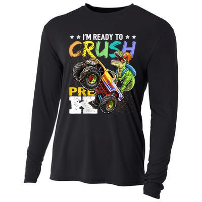 Crush PreK Dinosaur Monster Truck Back To School Boy Gifts Cooling Performance Long Sleeve Crew