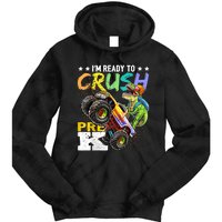 Crush PreK Dinosaur Monster Truck Back To School Boy Gifts Tie Dye Hoodie