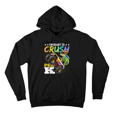 Crush PreK Dinosaur Monster Truck Back To School Boy Gifts Tall Hoodie