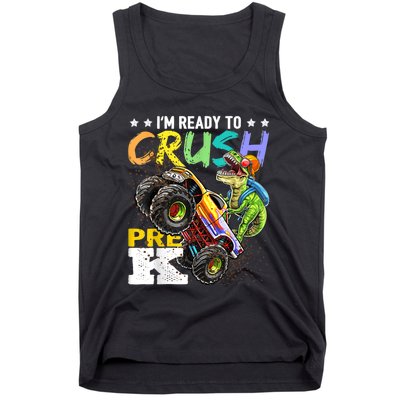 Crush PreK Dinosaur Monster Truck Back To School Boy Gifts Tank Top