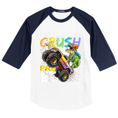 Crush PreK Dinosaur Monster Truck Back To School Boy Gifts Baseball Sleeve Shirt