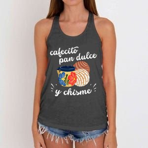 Cafecito Pan Dulce Y Chisme Mexican Hispanic Pride Breakfast Women's Knotted Racerback Tank