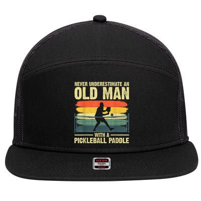 Cool Pickleball Design For Men Grandpa Pickleball Player 7 Panel Mesh Trucker Snapback Hat