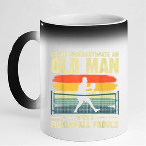 Cool Pickleball Design For Men Grandpa Pickleball Player 11oz Black Color Changing Mug