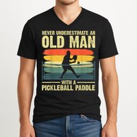 Cool Pickleball Design For Men Grandpa Pickleball Player V-Neck T-Shirt