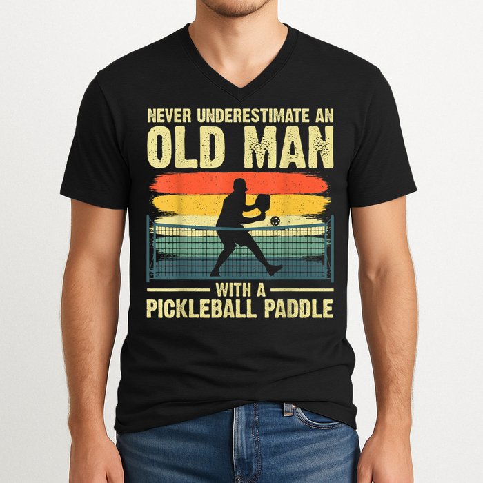 Cool Pickleball Design For Men Grandpa Pickleball Player V-Neck T-Shirt