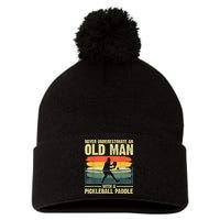 Cool Pickleball Design For Men Grandpa Pickleball Player Pom Pom 12in Knit Beanie