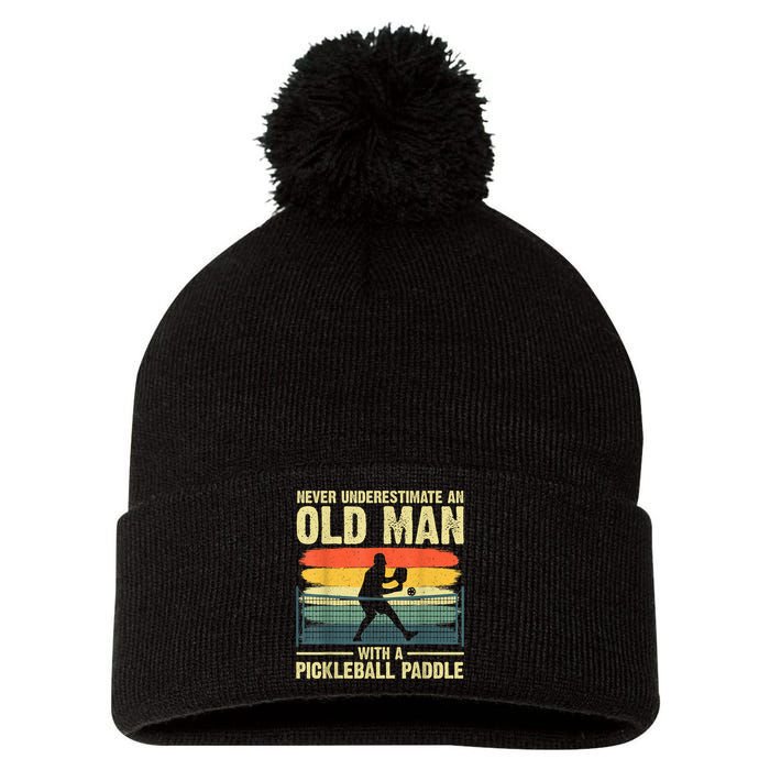 Cool Pickleball Design For Men Grandpa Pickleball Player Pom Pom 12in Knit Beanie