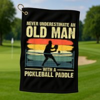 Cool Pickleball Design For Men Grandpa Pickleball Player Golf Towel