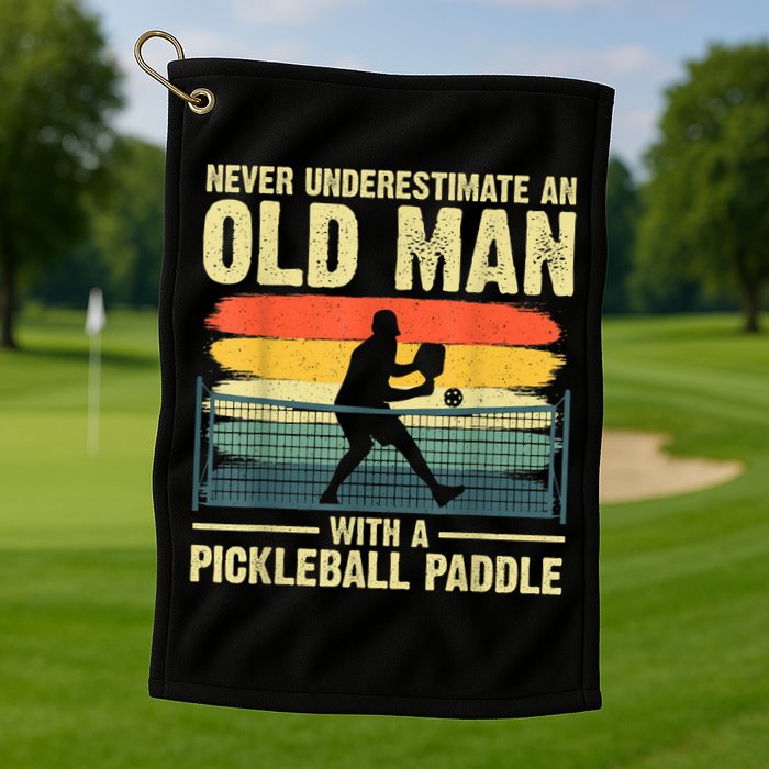 Cool Pickleball Design For Men Grandpa Pickleball Player Golf Towel