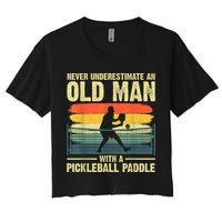 Cool Pickleball Design For Men Grandpa Pickleball Player Crop Top