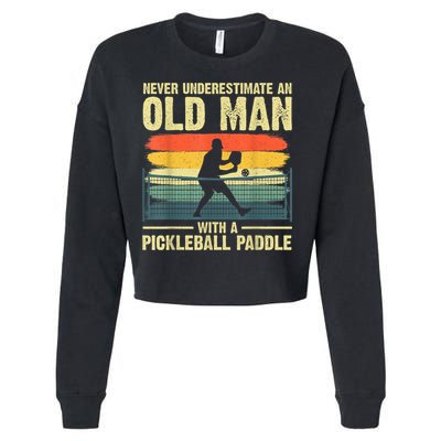 Cool Pickleball Design For Men Grandpa Pickleball Player Cropped Pullover Crew
