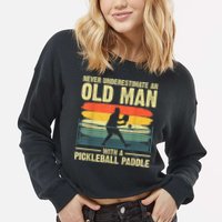Cool Pickleball Design For Men Grandpa Pickleball Player Cropped Pullover Crew