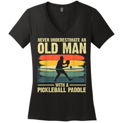 Cool Pickleball Design For Men Grandpa Pickleball Player Women's V-Neck T-Shirt