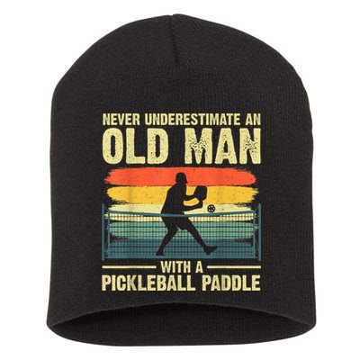 Cool Pickleball Design For Men Grandpa Pickleball Player Short Acrylic Beanie