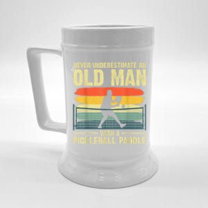 Cool Pickleball Design For Men Grandpa Pickleball Player Beer Stein