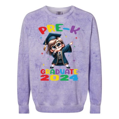 Cute Prek Dabbing Graduate Last Time Of School Funny Gift Colorblast Crewneck Sweatshirt