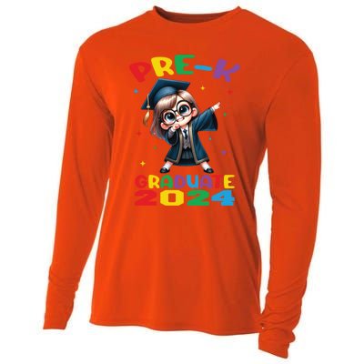 Cute Prek Dabbing Graduate Last Time Of School Funny Gift Cooling Performance Long Sleeve Crew