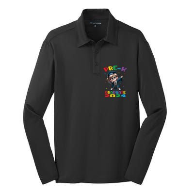 Cute Prek Dabbing Graduate Last Time Of School Funny Gift Silk Touch Performance Long Sleeve Polo