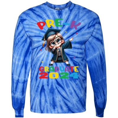 Cute Prek Dabbing Graduate Last Time Of School Funny Gift Tie-Dye Long Sleeve Shirt