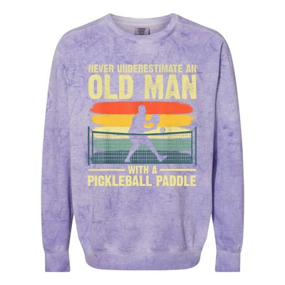 Cool Pickleball Design For Men Grandpa Pickleball Player Colorblast Crewneck Sweatshirt