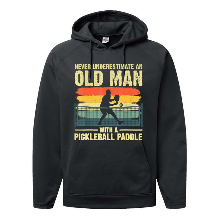 Cool Pickleball Design For Men Grandpa Pickleball Player Performance Fleece Hoodie