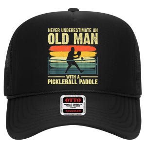 Cool Pickleball Design For Men Grandpa Pickleball Player High Crown Mesh Back Trucker Hat