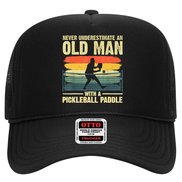 Cool Pickleball Design For Men Grandpa Pickleball Player High Crown Mesh Back Trucker Hat