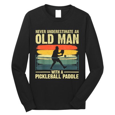 Cool Pickleball Design For Men Grandpa Pickleball Player Long Sleeve Shirt