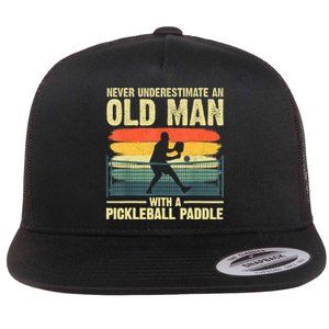 Cool Pickleball Design For Men Grandpa Pickleball Player Flat Bill Trucker Hat