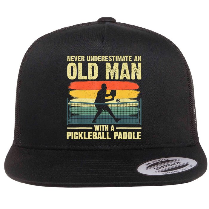 Cool Pickleball Design For Men Grandpa Pickleball Player Flat Bill Trucker Hat