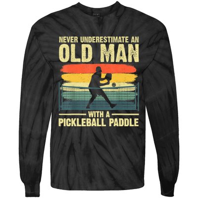 Cool Pickleball Design For Men Grandpa Pickleball Player Tie-Dye Long Sleeve Shirt