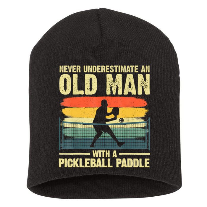 Cool Pickleball Design For Men Grandpa Pickleball Player Short Acrylic Beanie