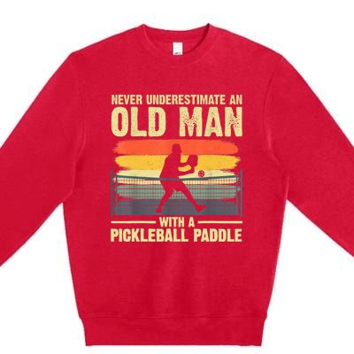 Cool Pickleball Design For Men Grandpa Pickleball Player Premium Crewneck Sweatshirt