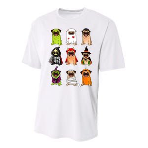 Cute Pug Dog Witch Ghost Boo Pumpkin Halloween Spooky Season Performance Sprint T-Shirt