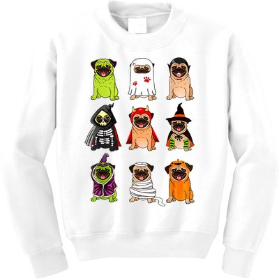 Cute Pug Dog Witch Ghost Boo Pumpkin Halloween Spooky Season Kids Sweatshirt