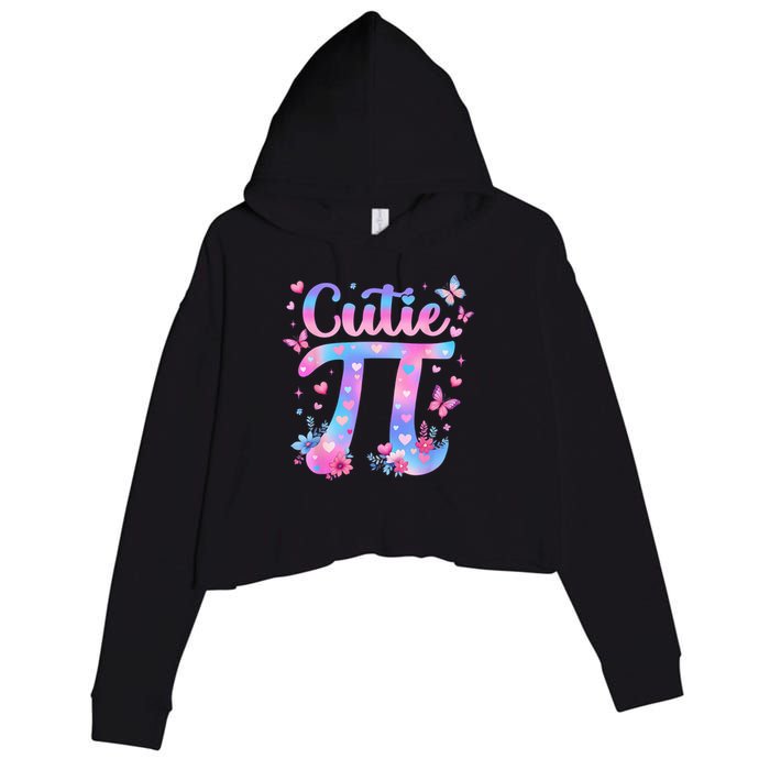 Cutie Pi Day Toddler Math Teacher Student Butterfly Pi 3.14 Crop Fleece Hoodie