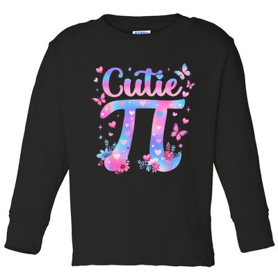 Cutie Pi Day Toddler Math Teacher Student Butterfly Pi 3.14 Toddler Long Sleeve Shirt