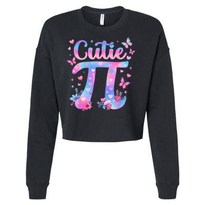 Cutie Pi Day Toddler Math Teacher Student Butterfly Pi 3.14 Cropped Pullover Crew