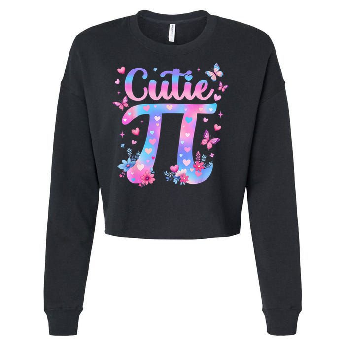 Cutie Pi Day Toddler Math Teacher Student Butterfly Pi 3.14 Cropped Pullover Crew