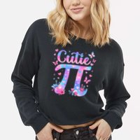 Cutie Pi Day Toddler Math Teacher Student Butterfly Pi 3.14 Cropped Pullover Crew